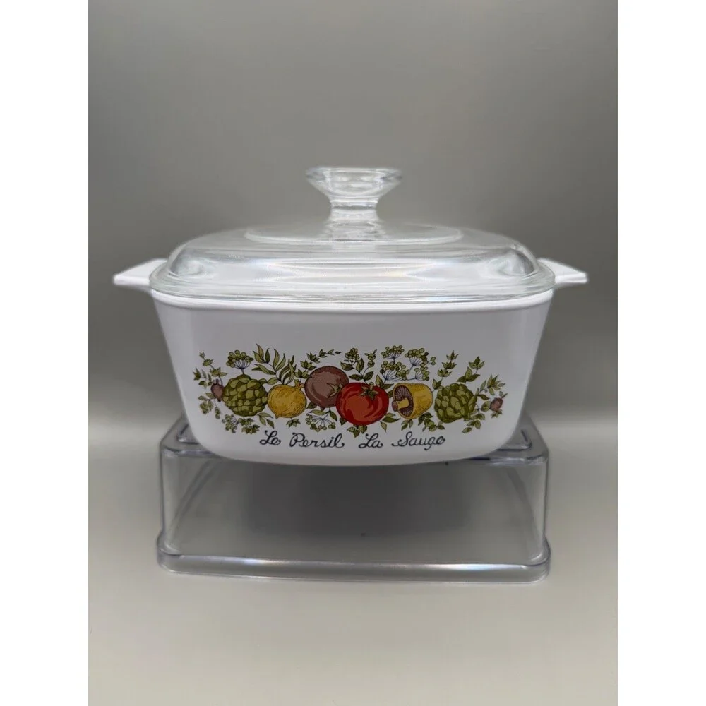 CorningWare Spice of Life Vintage 3 Piece Set + 2 Lids - Loaf Pan 1 Qt 1.5 Qt